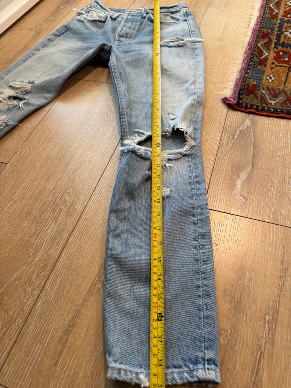 GRLFRND Light Blue Distressed Slim Straight Jeans - Picture 4 of 9